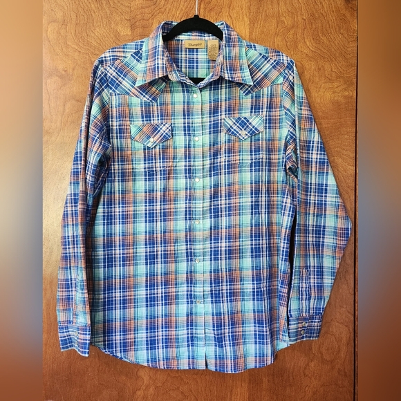 Wrangler Western Plaid Pearl Snap Shirt - Picture 1 of 5